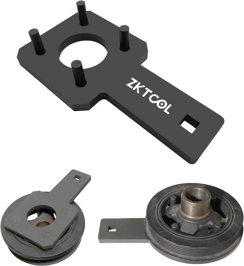 ZKTOOL 10198A Crankshaft Pulley Wrench Holder Tool Compatible with VW Routan Dodge Chrysler Ram 3.6L 3.2L 3.0L Engine - Image 1